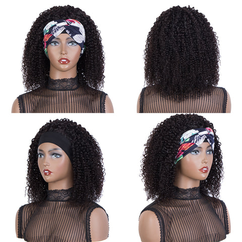Rebecca Fashion Remy Human Hair Headband Wig Kinky Curly Wigs 150% Density Natural Color