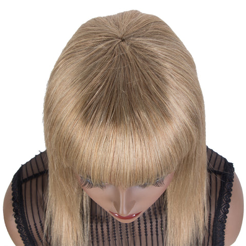 Image of Rebecca Fashion Human Hair Wigs With Bangs For Women Non-lace Wig Golden Bonde Color