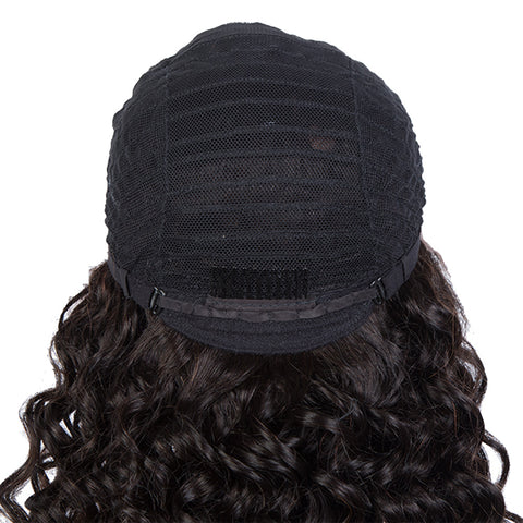 Image of Rebecca Fashion 13x4 Lace Frontal Wigs Deep Wave Human Hair 150% Density Natural Black Color