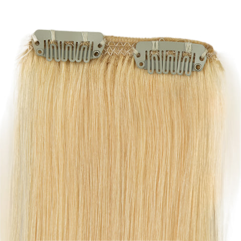 Image of Rebecca Fashion Remy Clip In Human Hair Extensions Straight Clip on Human Hair 613 Blonde Color 7 Pcs