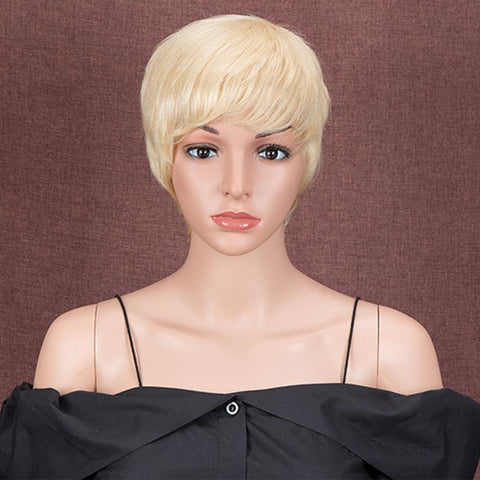 Image of Rebecca Fashion Pixie Cut Blonde Wig Human Hair Short Straight Wigs