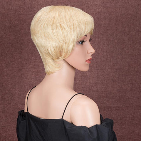 Image of Rebecca Fashion Pixie Cut Blonde Wig Human Hair Short Straight Wigs