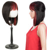 Rebecca Fashion Short Human Hair Bob Wigs With Bangs Ombre Black With Red Color Dying Hair Behind Ear Wigs 10 inch