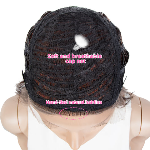 Image of Rebecca Fashion Human Hair Pixie Cut Wigs Pixie Bob Wig with Hand-tied Hairline Ombre Brown Color