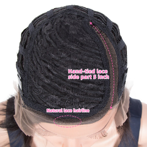 Rebecca Fashion Human Hair Bob Wigs Side Lace Part Straight Bob Wigs for Women Brown Color