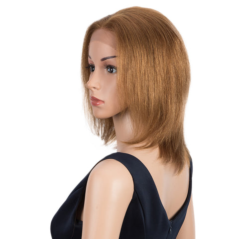 Image of Rebecca Fashion Remy Human Hair Wigs 13x2 Lace Frontal Wigs Straight Hair Bob Wig 150% Density Brown Blonde Color