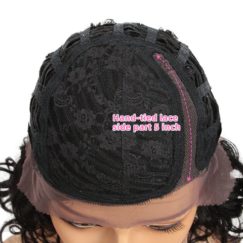 Image of Rebecca Fashion Short Wavy Lace Front Wigs Human Hair Side Lace Part Wavy Bob Wigs for Women Natural Color