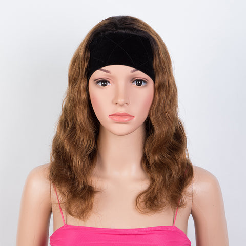 Image of Rebecca Fashion Headband Wigs Body Wave Human Hair Wigs Velvet Headband Attached Wigs For Black Women 130% Density