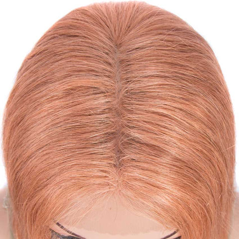Image of Rebecca Fashion Orange Bob Wig 12 Inch Human Hair Part Lace Wig