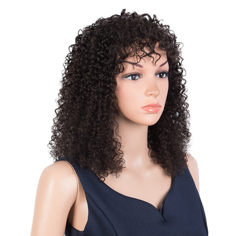 Image of Rebecca Brazilian Short Curly Bob Wig Human Hair Wigs With Bangs Machine Made Wigs For Women Remy Curly Bob Wig With Bangs