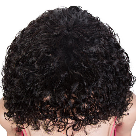 Image of Rebecca Fashion Short Curly Wigs with Bangs Kinky Curly Wigs for Black Women 14 Inch Virgin Remy Natural Black Wig Can Be Restyled
