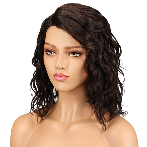 Image of Rebecca Fashion Human Hair Lace Front Wigs 4.5 inch Side Part Wigs 14 inch Water Wavy Wig for Black Women