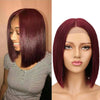Rebecca Fashion Wine Red Short Bob Wig Lace Part 10 inch Human Hair Wigs