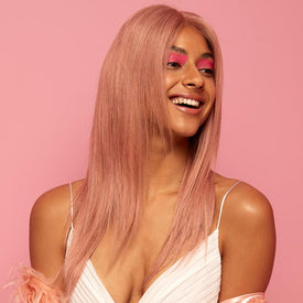 Rebecca Fashion 4*4 Lace Closure Pink Straight Hair Wig 150% Density Colored Wigs