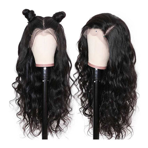 Rebecca Fashion 13x4 Lace Front Wigs Body Wave Human Hair 150% Density Natural Black Color