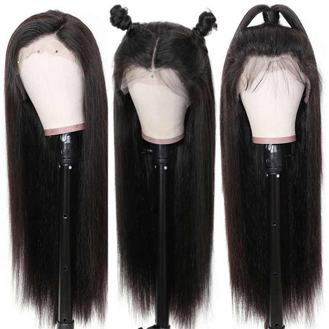 Image of Rebecca Fashion 13x4 Lace Frontal Wigs 100% Straight Human Hair Wigs 150% Density Natural Black Color