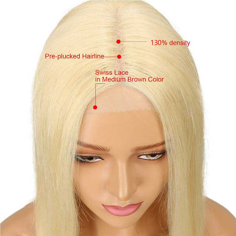 Image of Rebecca Fashion #613 Blonde Bob Wigs 100% Hight-quality Human Hair Lace Front Wigs 10 Inches 150% Density