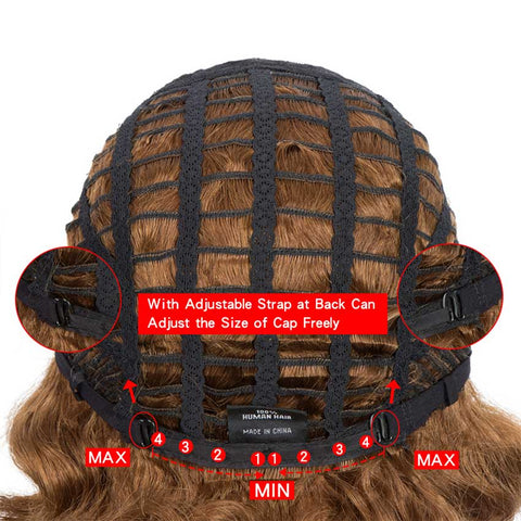 Image of Rebecca Fashion Short Deep Wave Wig Ombre Brown Wigs With Bangs 130% Density