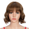 Rebecca Fashion Wavy Wig Bob 9 inch Human Hair Short Brown Wigs With Bangs