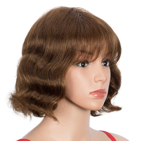 Image of Rebecca Fashion Short Wig 9 inch Deep Wavy Human Hair Wig With Bangs