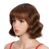 Rebecca Fashion Deep Wavy Bob Wigs With Bangs Human Hair 9 Inch Brown Short Wig