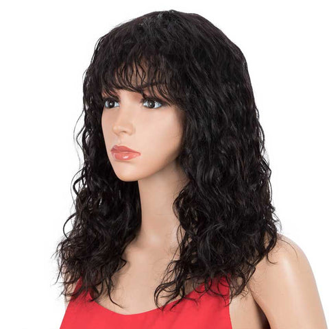 Image of Rebecca Fashion Natural Curly Wavy Wig 130% Density 16-inch Wigs With Bangs