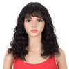 Rebecca Fashion 16 inch Natural Black Curly Wavy Human Hair Wigs With Bangs