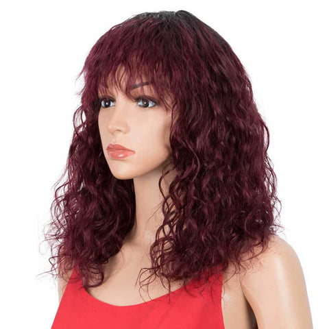 Image of Rebecca Fashion Natural Curly Wavy Wig 130% Density 16-inch Wigs With Bangs