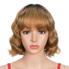 Rebecca Fashion Short Deep Wavy Human Hair Wig With Bangs Black Roots Ombre Wig