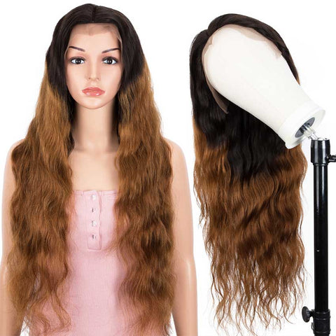 Image of Rebecca Fashion 13x4 Lace Front Wigs Body Wave Human Hair 150% Density Black To Brown Color