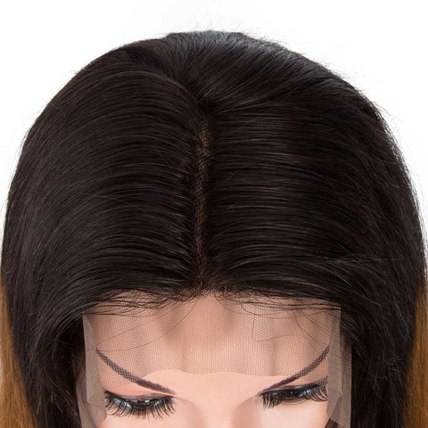 Image of Rebecca Fashion Ombre Brown 13x4 Lace Front Wigs Straight Human Hair Wigs 150% Density