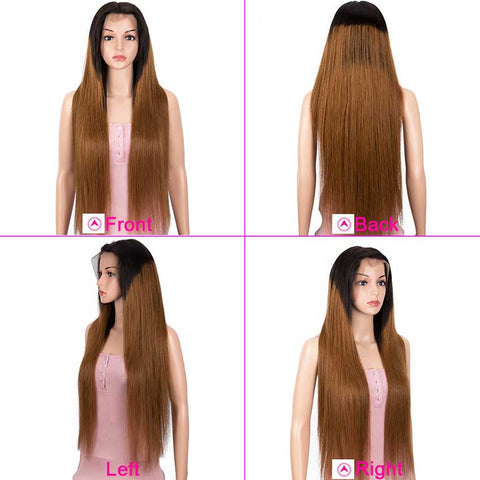 Image of Rebecca Fashion Ombre Brown 13x4 Lace Front Wigs Straight Human Hair Wigs 150% Density