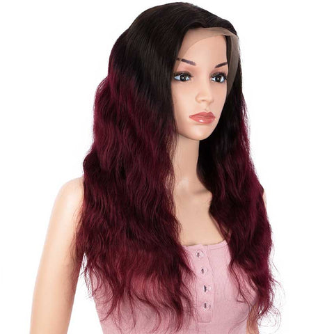 Image of Rebecca Fashion Ombre Burgundy Red 13x4 Lace Frontal Wigs 100% Huamn Hair Body Wave Wigs 150% Density