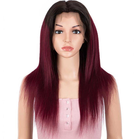 Image of Rebecca Fashion Straight 13x4 Lace Front Wig Ombre Burgundy Red Human Hair Wigs