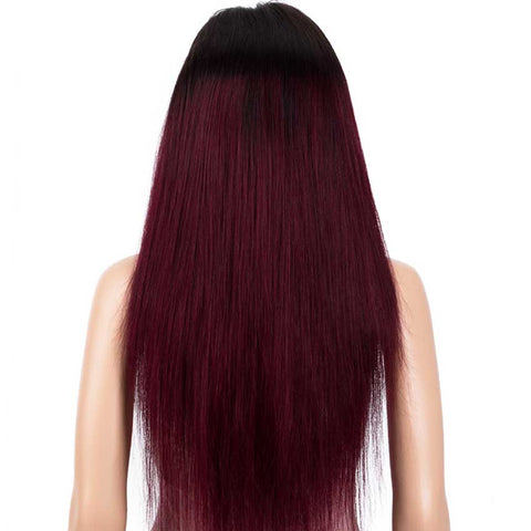 Image of Rebecca Fashion Straight 13x4 Lace Front Wig Ombre Burgundy Red Human Hair Wigs