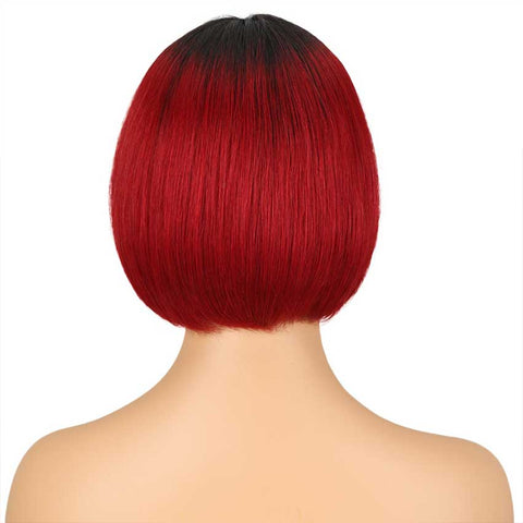 Image of Rebecca Fashion Ombre Red Bob Wig 10 Inch Middle Part 100% Virgin Human Hair Wigs