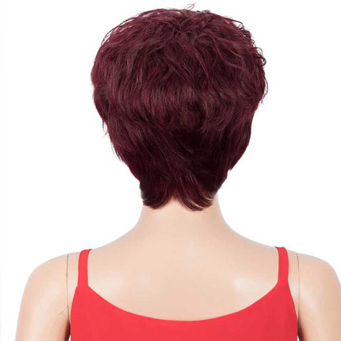 Image of Rebecca Fashion Red Wine Pixie Cut Short Wig Human Hair Wigs 9 inch