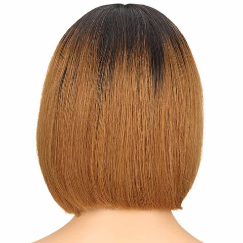 Image of Rebecca Fashion Short Bob Lace Front Wigs Human Hair 10 inch Ombre brown Color