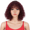Rebecca Fashion Bob Wig With Bangs 10 inch Human Hair Curly Wavy Wigs