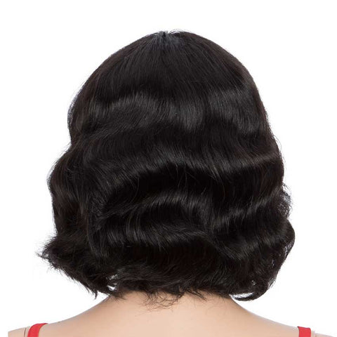 Image of Rebecca Fashion Short Deep Wavy Human Hair Wigs With Bangs for Black Women