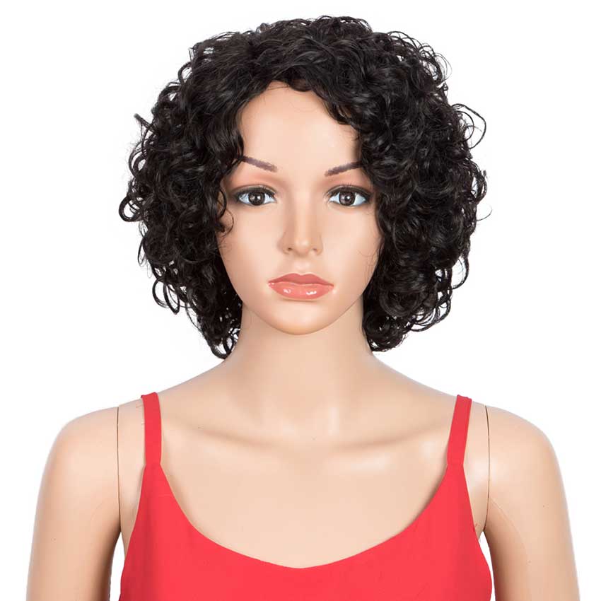 Short curly human hair bob wig best sale