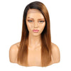 Rebecca Fashion Straight Human Hair Wig Ombre Brown Lace Side Part Wig 18 Inch