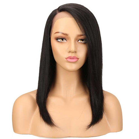 Image of Rebecca Fashion Straight Wig Hand Tied Lace Side Part Wig 18 Inch 130% Density 100% Human Hair Wigs