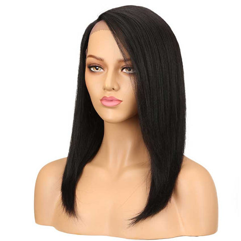 Image of Rebecca Fashion Straight Wig Hand Tied Lace Side Part Wig 18 Inch 130% Density 100% Human Hair Wigs