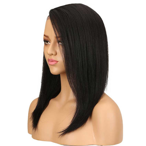 Rebecca Fashion Straight Lace Front Wigs Human Hair for Black Women Side Part 18 Inch