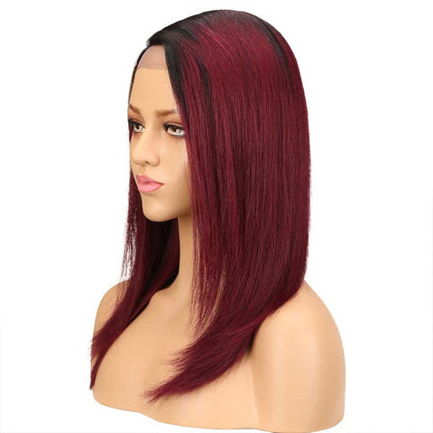 Image of Rebecca Fashion Straight Lace Wig 18 Inch Side Part Human Hair TT1B/99J Ombre Wig