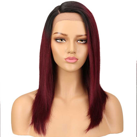 Image of Rebecca Fashion Straight Lace Wig 18 Inch Side Part Human Hair TT1B/99J Ombre Wig