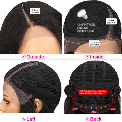 Image of Rebecca Fashion Ombre Blue Straight Human Hair Lace Front Wigs For Black Women