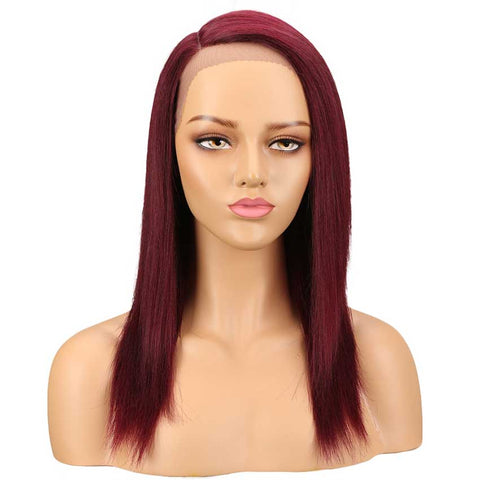 Image of Rebecca Fashion Burgundy Lace Wigs 18 Inch Side Part Human Hair Wig
