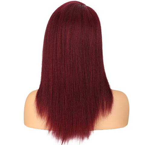 Image of Rebecca Fashion Burgundy Lace Wigs 18 Inch Side Part Human Hair Wig